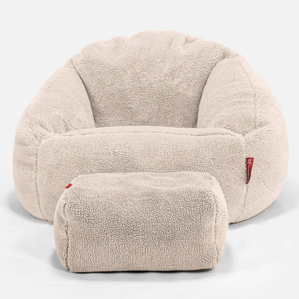 Bubble Sitzsack Sessel - Teddy Kunstfell Creme 01
