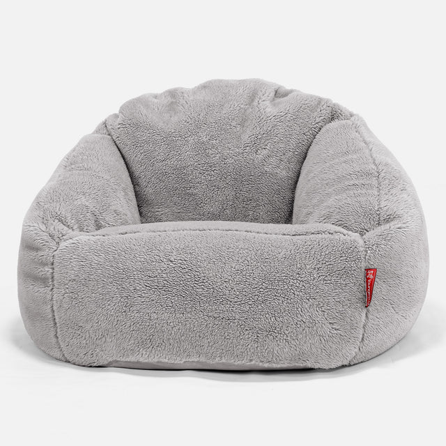 Bubble Sitzsack Sessel - Teddy Kunstfell Mittelgrau 01