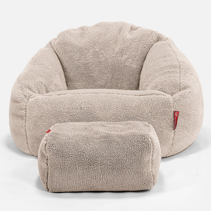 Bubble Sitzsack Sessel - Teddy Kunstfell Nerzfarben 02