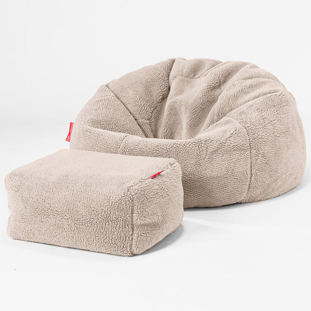 Klassischer Sitzsack Sessel - Teddy Kunstfell Nerzfarben 02