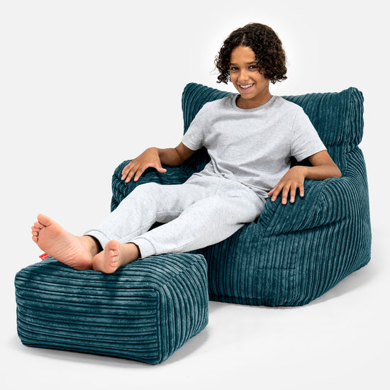 Sitzsack Sessel für Teenager 6-14 Jahre - Cord Blaugrün 01