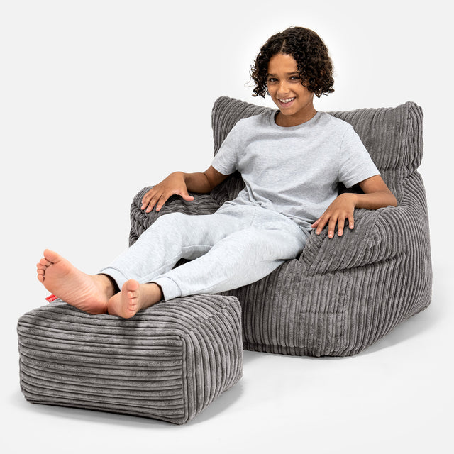 Sitzsack Sessel für Teenager 6-14 Jahre - Cord Schiefergrau 01