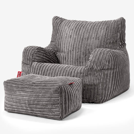 Sitzsack Sessel für Teenager 6-14 Jahre - Cord Schiefergrau 03