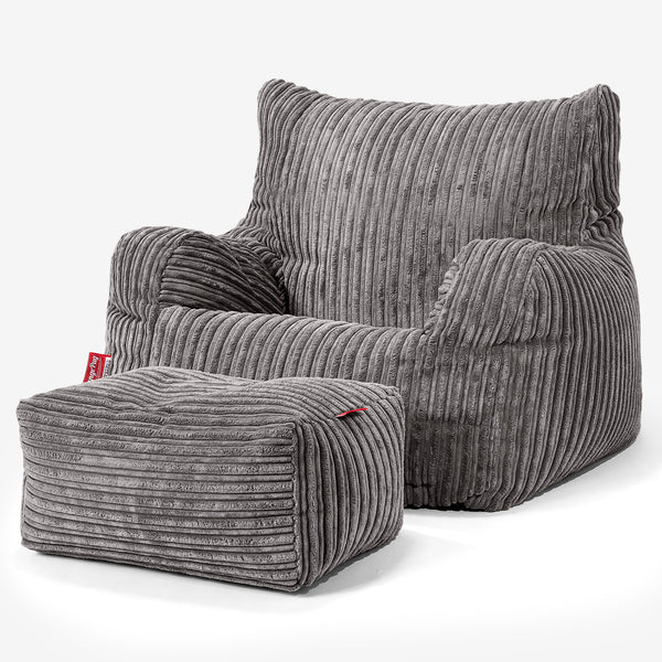 Sitzsack Sessel für Teenager 6-14 Jahre - Cord Schiefergrau 01