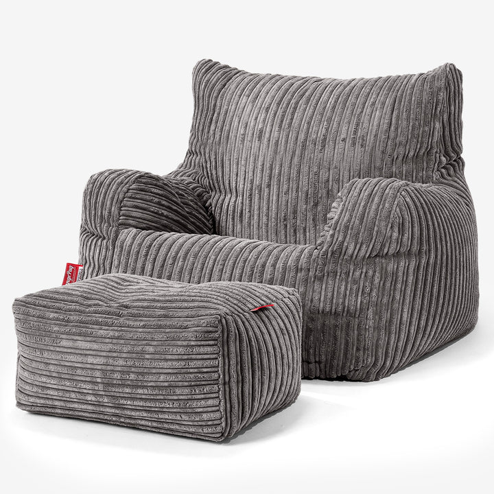Sitzsack Sessel für Teenager 6-14 Jahre - Cord Schiefergrau 03