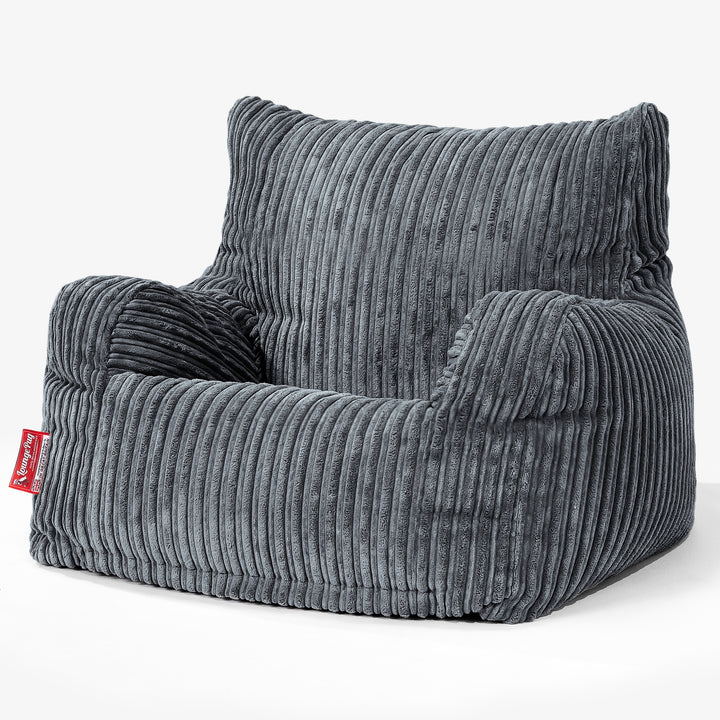 Sitzsack Sessel für Teenager 6-14 Jahre - Cord Stahlgrau 02