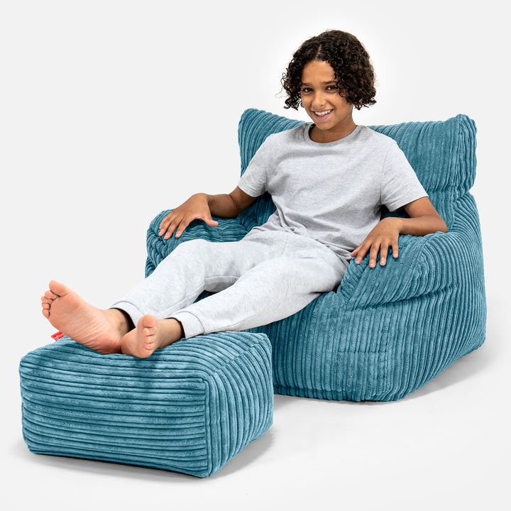 Sitzsack Sessel für Teenager 6-14 Jahre - Cord Türkis 01