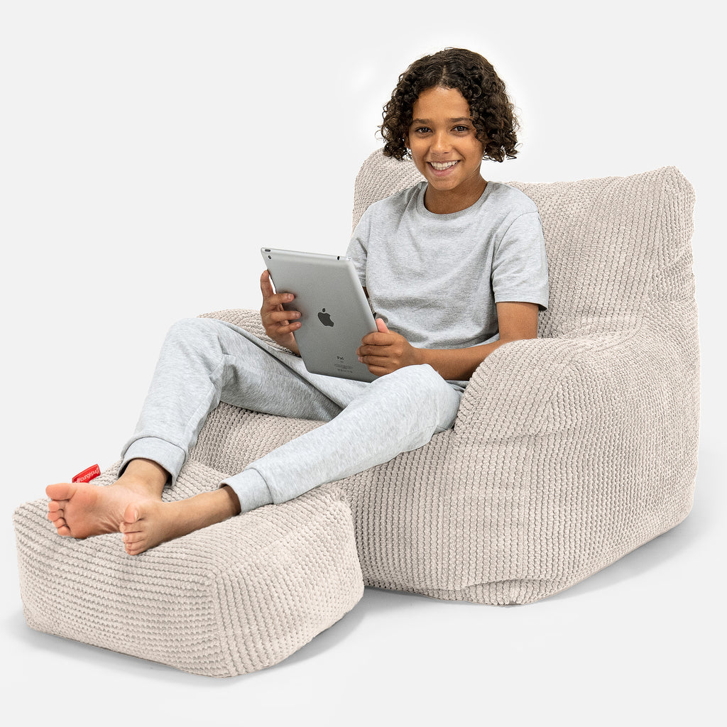 Sitzsack Sessel für Teenager 6-14 Jahre - Pom-Pom Creme 01
