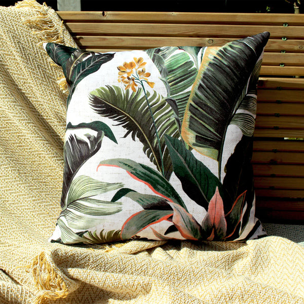 Outdoor Dekokissen / Sofa Kissenbezug 43 x 43cm - Blattdruck Fabric Close-up Image