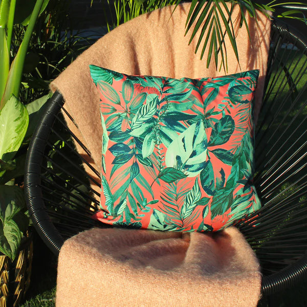 Outdoor Dekokissen / Sofa Kissenbezug 43 x 43cm - Dschungelblatt-Druck Fabric Close-up Image